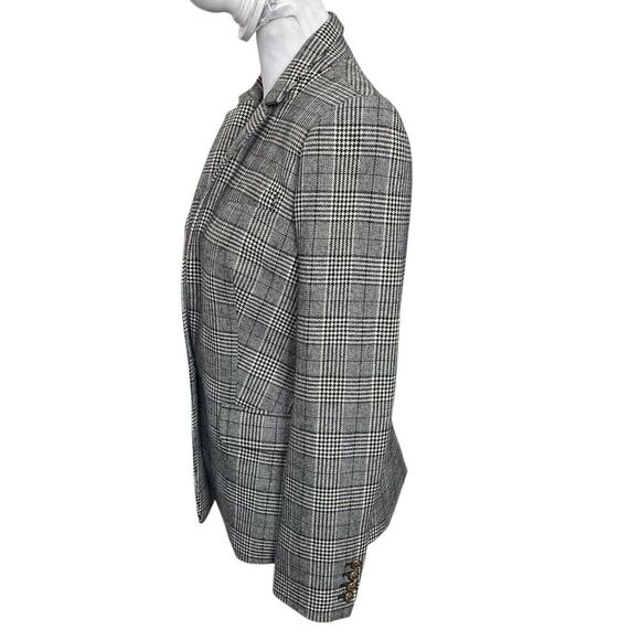 J.Crew Regent Blazer Size 4 Gray Glen Plaid Wool Blend One Button Lined Jacket - Picture 3 of 13